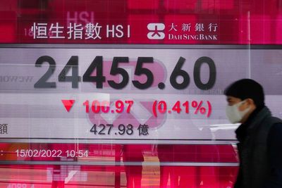 Asian shares mostly lower as markets watch Ukraine tensions