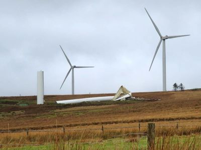 Wind turbine topples over in Wales: ‘I thought it was thunder’