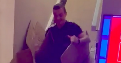 Glasgow siblings create ‘home Olympics’ bobsleigh event on the stairs with cardboard