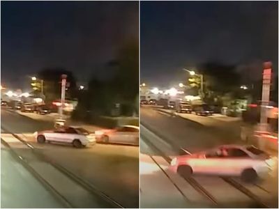 Dramatic video from Florida train cab shows it smashing into car on tracks and cutting it in half