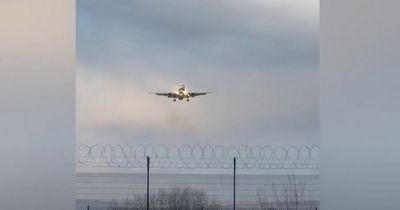Moment plane carrying Manchester City team tried to land in intense winds during Storm Dudley
