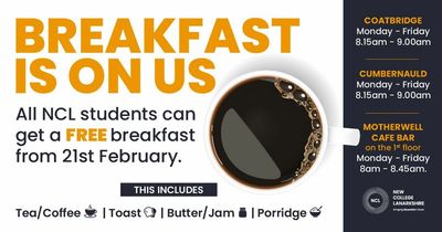 Free breakfast initiative rolled out to Lanarkshire students