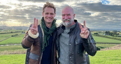 Sam Heughan and Graham McTavish are all smiles as they wrap Men In Kilts season 2
