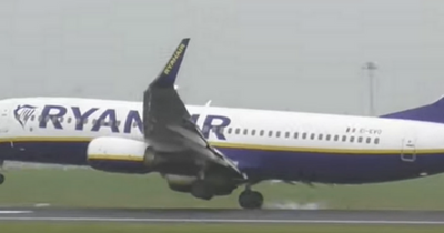 Watch: Ryanair plane skids landing at Dublin Airport due to strong winds from Storm Dudley