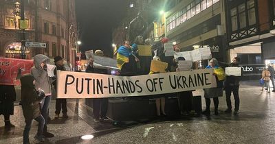 Ukrainian protesters gather in Nottingham city centre over 'very scary' threat of Russian invasion