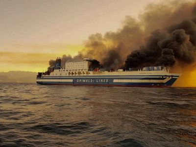 11 missing after fire ravages ferry off Greece
