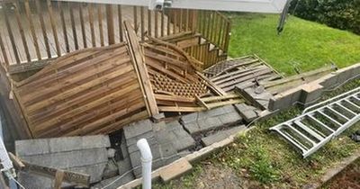 Storm Eunice: Wind topples concrete wall in Swansea narrowly missing car