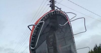 Irishman's last minute hack for securing your trampoline as Storm Eunice causes havoc