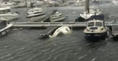 Storm Eunice: Boat sinks as strong winds hammer Swansea Marina