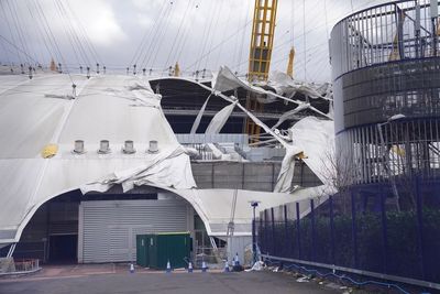 02 Arena roof ripped open as former Millennium Dome battered by 100mph Storm Eunice winds