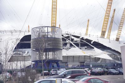 Parts of London’s O2 Arena roof ‘ripped off’ as Storm Eunice hits capital