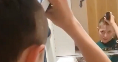 Scots teen footballer vows 'cancer won't take my hair' as he shaves it himself