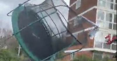 TV psychic 'who didn’t see Storm Eunice coming' watched in horror as her trampoline flies away