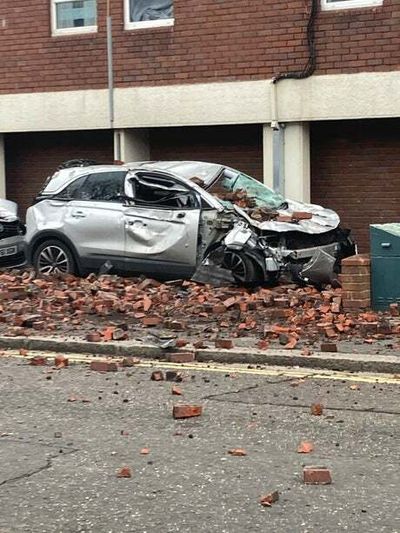 Storm Eunice: Owner ‘lucky’ after car crushed by falling bricks in west London