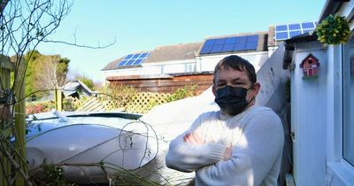 Storm Eunice: Family 'shaken' after roof crashes into kitchen and destroys garden