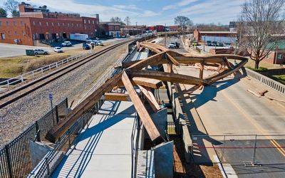 Arches weighing 40 tons collapse along pedestrian walkway