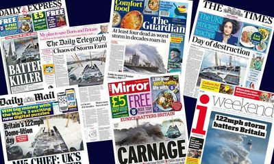 ‘Day of destruction’: how the papers covered Britain’s battering by Storm Eunice