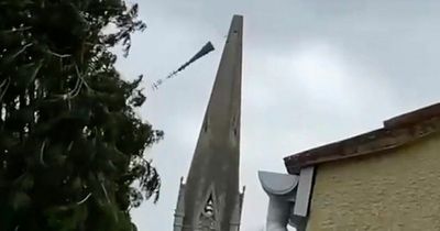 Storm Eunice: Church spire ripped off during ferocious gales before crashing to ground