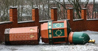 Tower smashes to the ground after bad weather hits - 'could have killed someone'