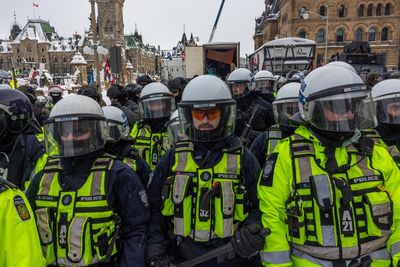 Canada police use pepper spray, stun grenades to clear protesters