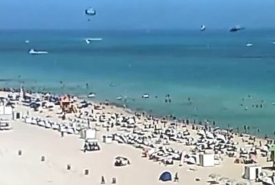 ‘A helicopter just crashed in front of us’: Video shows chopper plunging into water near crowded Miami beach