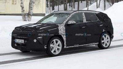 2023 Hyundai Kona On Aftermarket Wheels Spied In Snowy Sweden