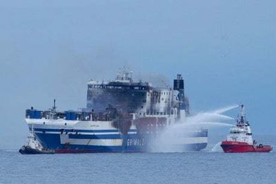 Greek ferry fire: Search expanded on burning ferry off Corfu with 10 people still missing