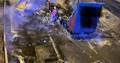 Driver taken to hospital after lorry bursts into flames in M6 crash