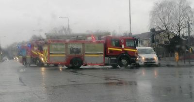 Fire engine responding to Storm Franklin emergency crashes with van