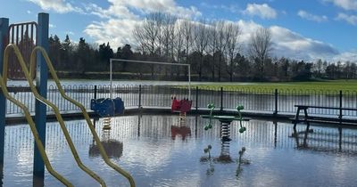 Storm Franklin leaves Falkirk area playpark underwater after torrential rain