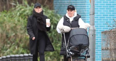Little Mix star Perrie Edwards braves Storm Franklin to pop out for coffee with baby Axel