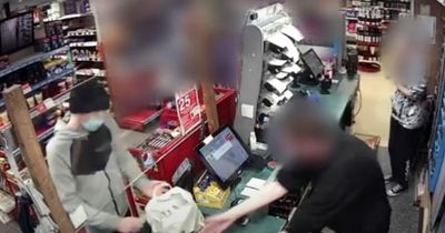 Knife-wielding robber threatened 'terrified' children and cashier
