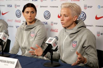 Megan Rapinoe and Alex Morgan celebrate US women’s soccer team’s $24m equal pay suit settlement: ‘Huge step’