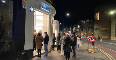 Edinburgh locals queue up the street for ice cream on freezing winter night