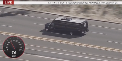 Southern California police chase stolen party bus for miles before driver smashes into car and surrenders