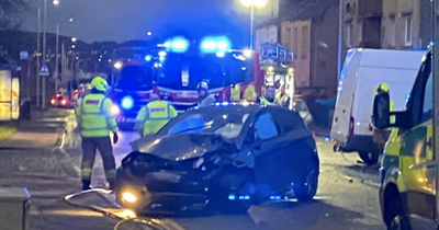 Man hospitalised after horror smash between car and van in Scots town