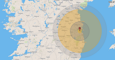 Map shows how much of Ireland could be destroyed if Russia launched a nuclear bomb on Dublin