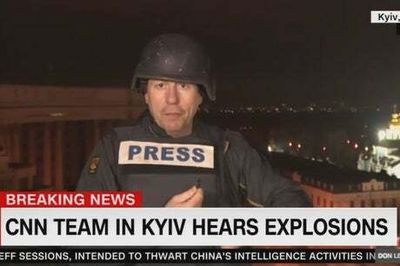 Moment CNN reporter Matthew Chance interrupted by missile strikes in Kiev