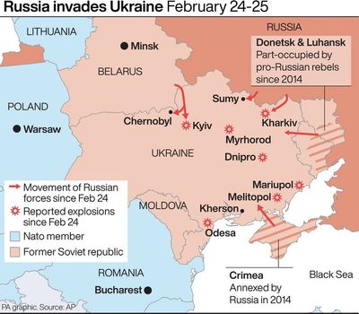 Russia’s deadly war on Ukraine explained in one map as Putin attacks on three fronts