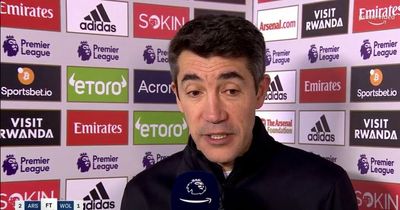 Bruno Lage apologises to Mikel Arteta after Arsenal's late winner vs Wolves