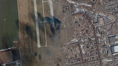 Satellite images show airfield damage in eastern Ukraine