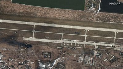 Satellite images show the aftermath of air strikes on a Ukrainian airfield after Russia's invasion
