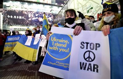 Ukrainians protest in Tokyo over Russian invasion