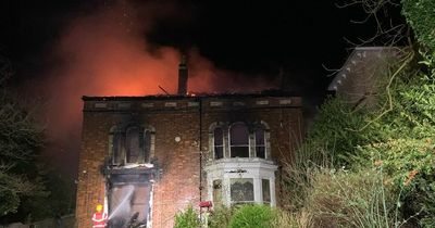 Scene of devastation as huge fire tears through house in Alderley Edge sparking massive emergency response