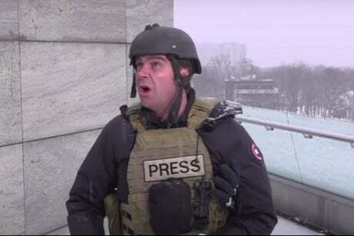 Watch: Sky News crew forced to take cover from ‘rocket fire’ in Ukraine