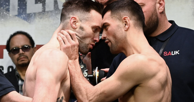 Josh Taylor and Jack Catterall grab each other by the neck in heated face-off
