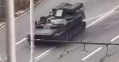 Footage shows tank crushing civilian car being driven by elderly man outside Kyiv