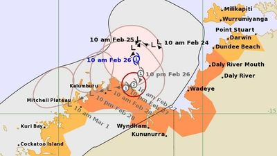 Tropical Cyclone Anika slowly approaches northern Kimberley coast