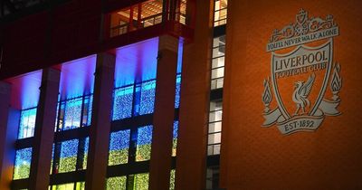 Anfield turns blue and yellow as Liverpool show support for Ukraine