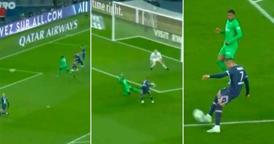 Kylian Mbappe stuns fans with world class outside of the boot assist after scoring twice